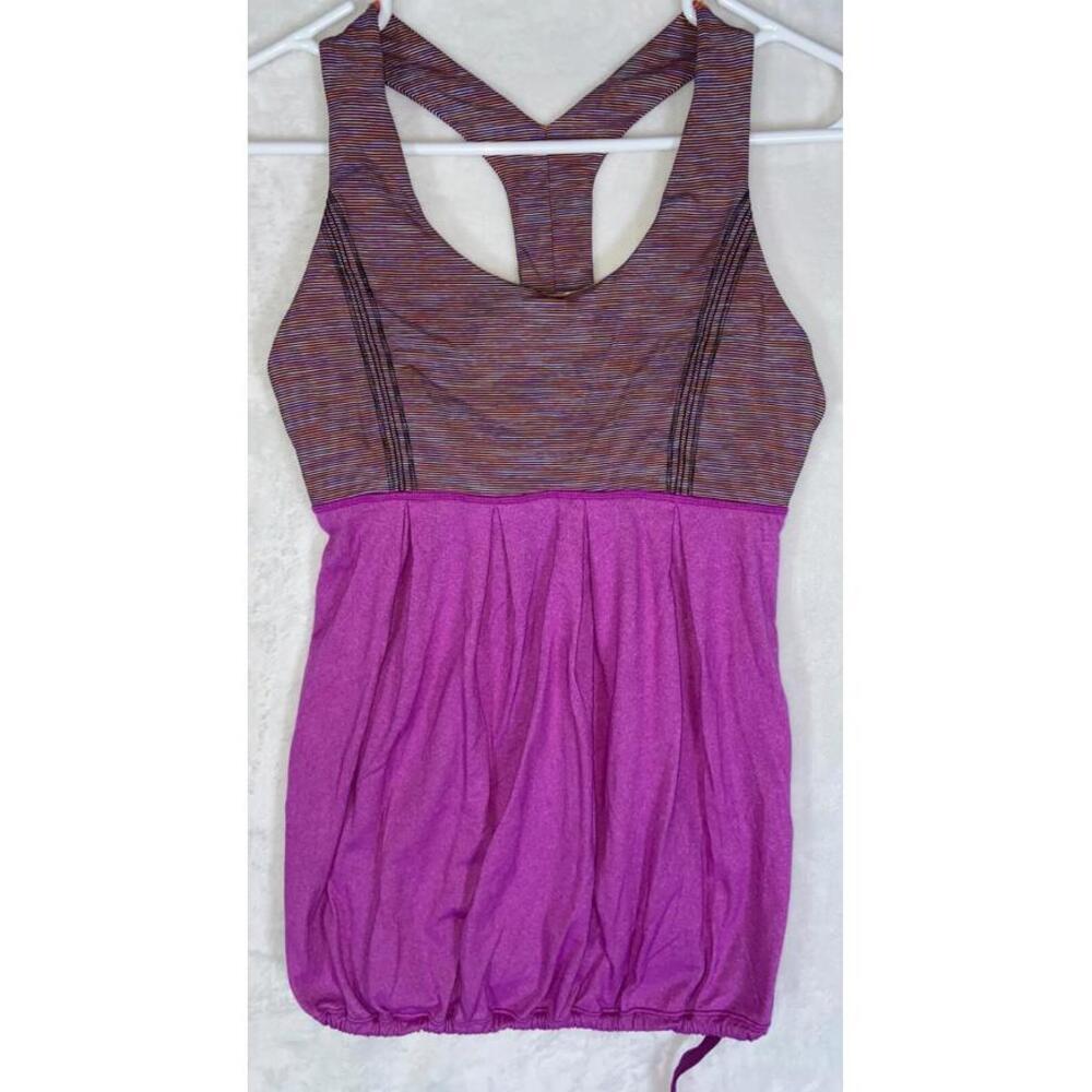 LULULEMON Women's Power Dance Tank Top size 6 Pink Striped Colorful EUC